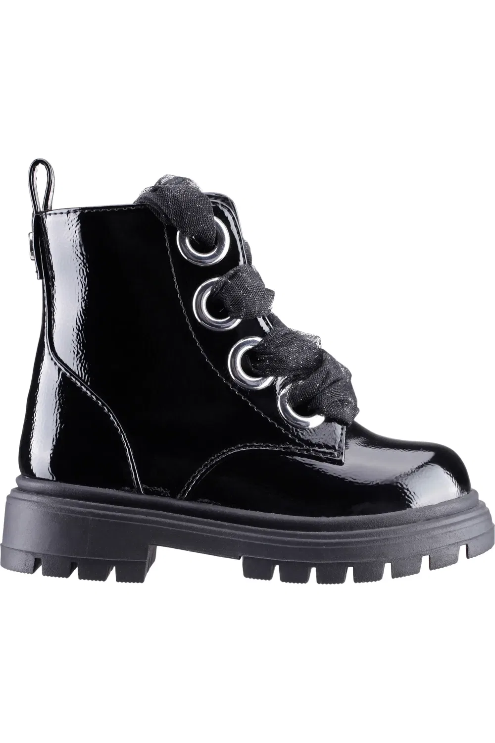 Ботинки детские на плоской подошве Chassy Nina, Black Crinkle Metallic — фото 2