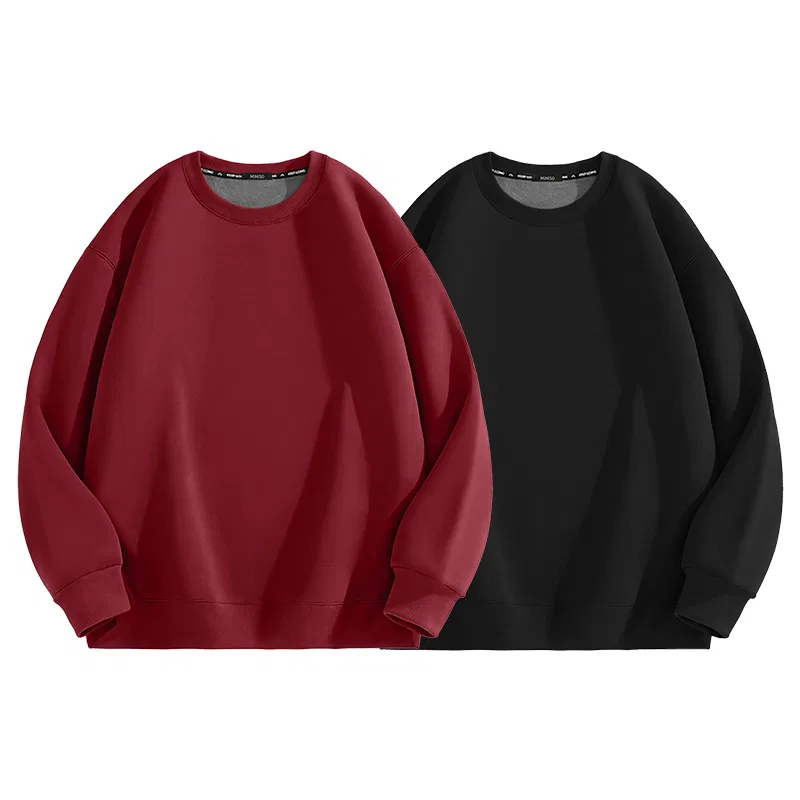 Детский свитшот с начесом MINISO, Burgundy Solid Color + Black Solid Color