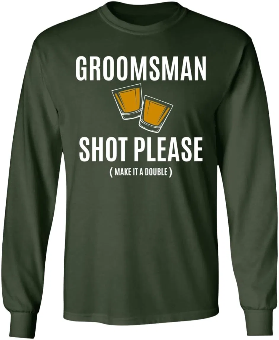 Мужская футболка с длинным рукавом с принтом Groomsman Shot, Dark Heather — фото 2