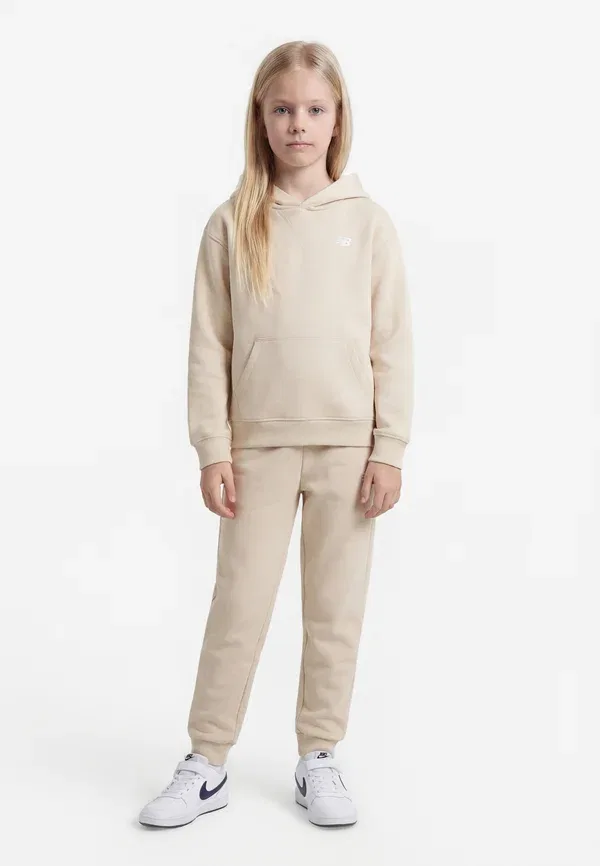 Худи с капюшоном из хлопка Girls brushback small logo New Balance, бежевый