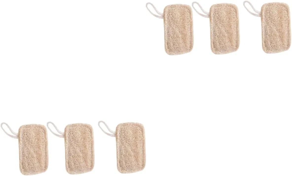 Мочалка из люфы, Minkissy, 6 шт, 11x7x1 см, Beige