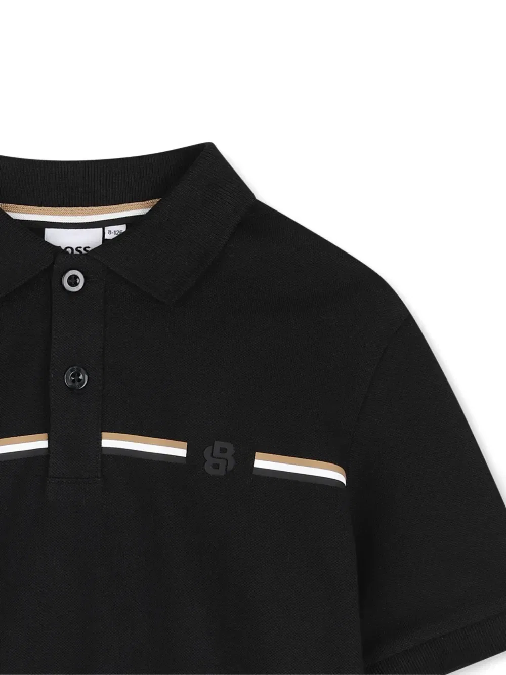Полосатая рубашка поло с нашивкой-логотипом Boss Kidswear, черный — фото 3