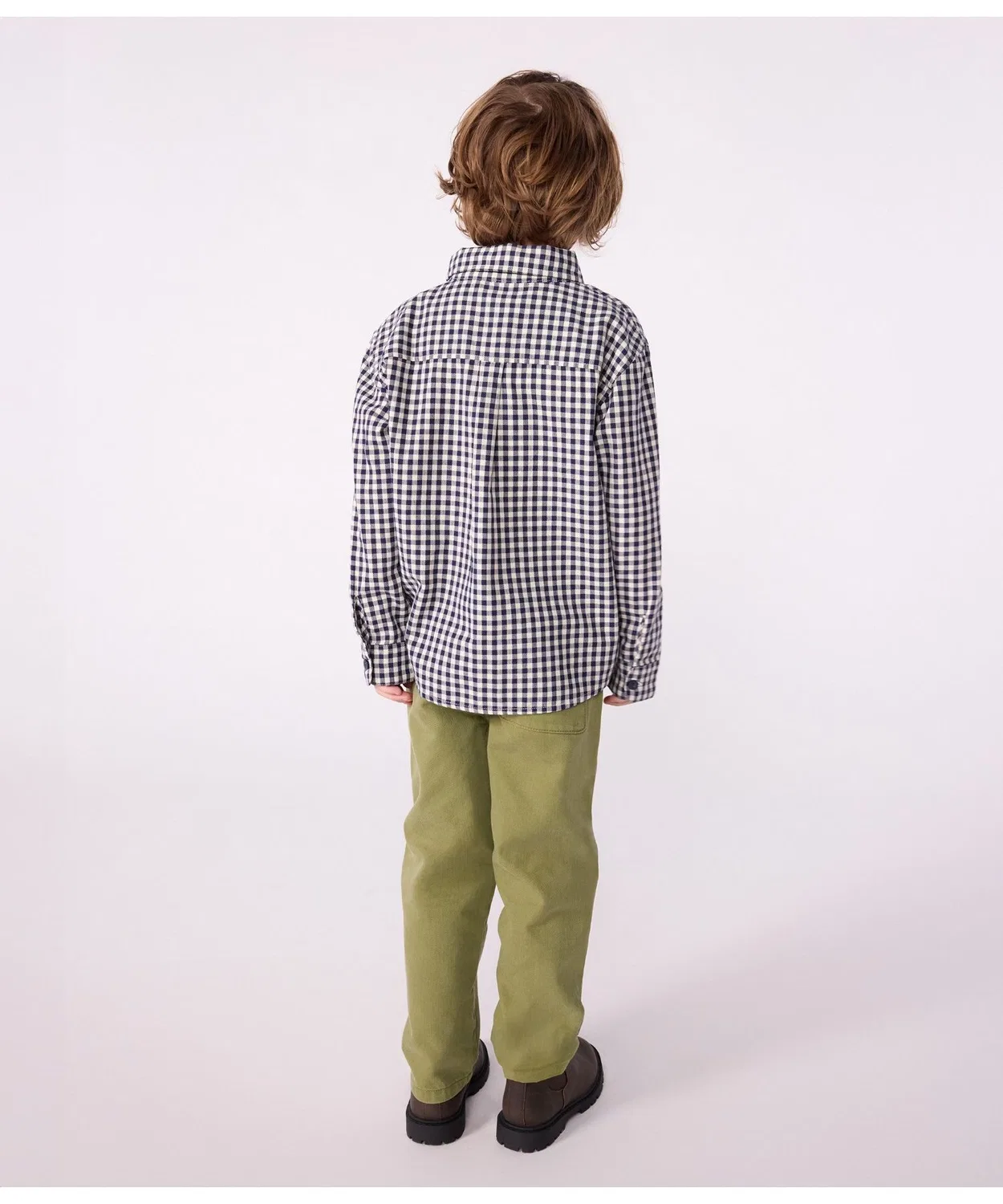 Детская рубашка с длинным рукавомв клетку PETIT BATEAU, White×Blue — фото 3