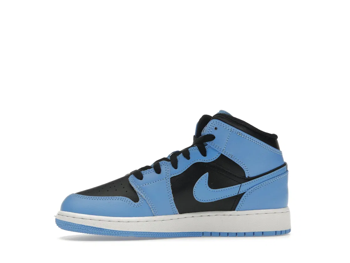 Детские кроссовки с кожаным верхом Jordan 1 Mid Jordan, University Blue/White/Black — фото 3