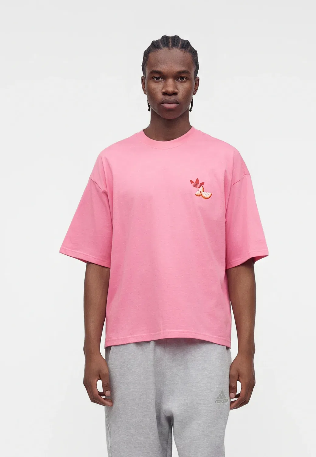 Новая футболка унисекс с полосатым принтом - футболка с принтом Adidas Originals, Bliss Pink — фото 3