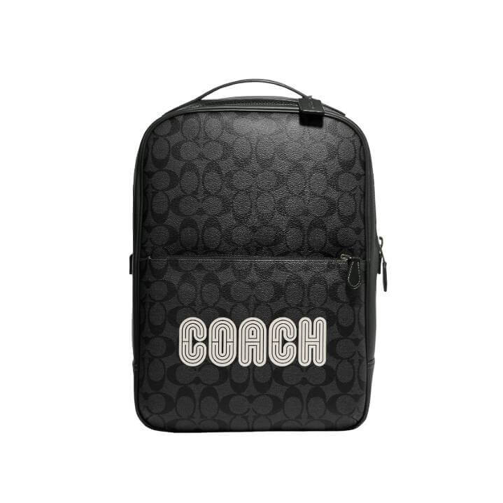 

Рюкзак Coach Outlet Westway In Colorblock Signature Canvas With Coach Patch, черный/темно-серый/зеленый