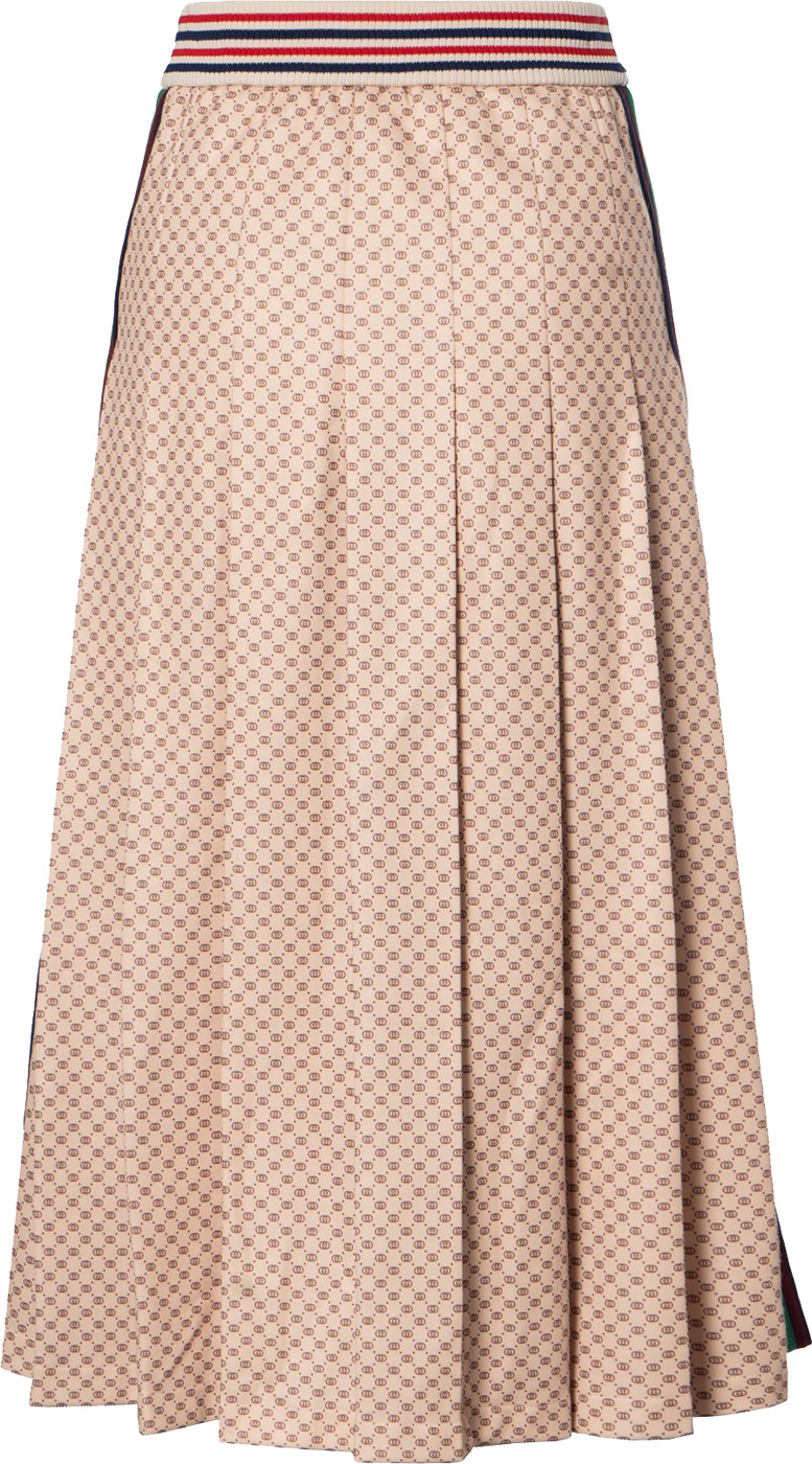Юбка Gucci Interlocking G Print Pleated, бежевый — фото 2