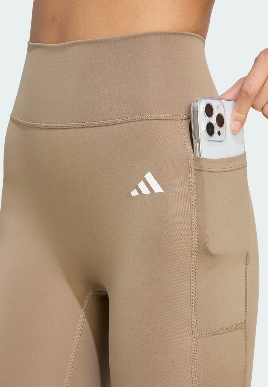 Спортивные брюки-скинни ADIDAS PERFORMANCE 'Optime Power Essentials' цвета хаки — фото 4