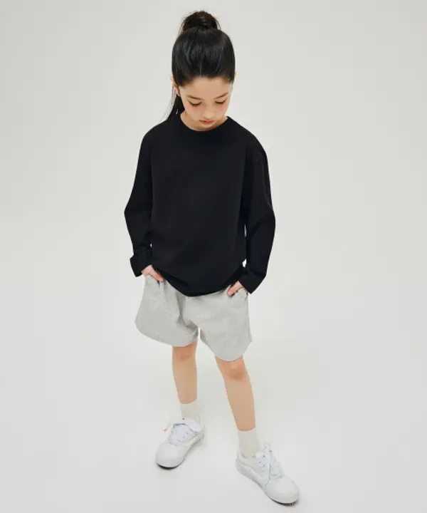 Футболка с длинным рукавом UV Protection Relaxed Crew Neck, Musinsa Standard Kids, черный