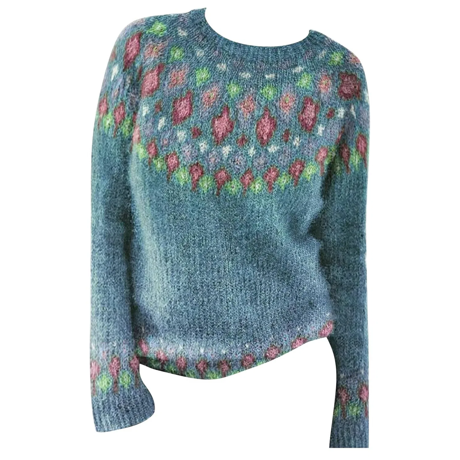 Женский свитер с принтом Fair Isle HUIFUAO, A01 Blue — фото 3