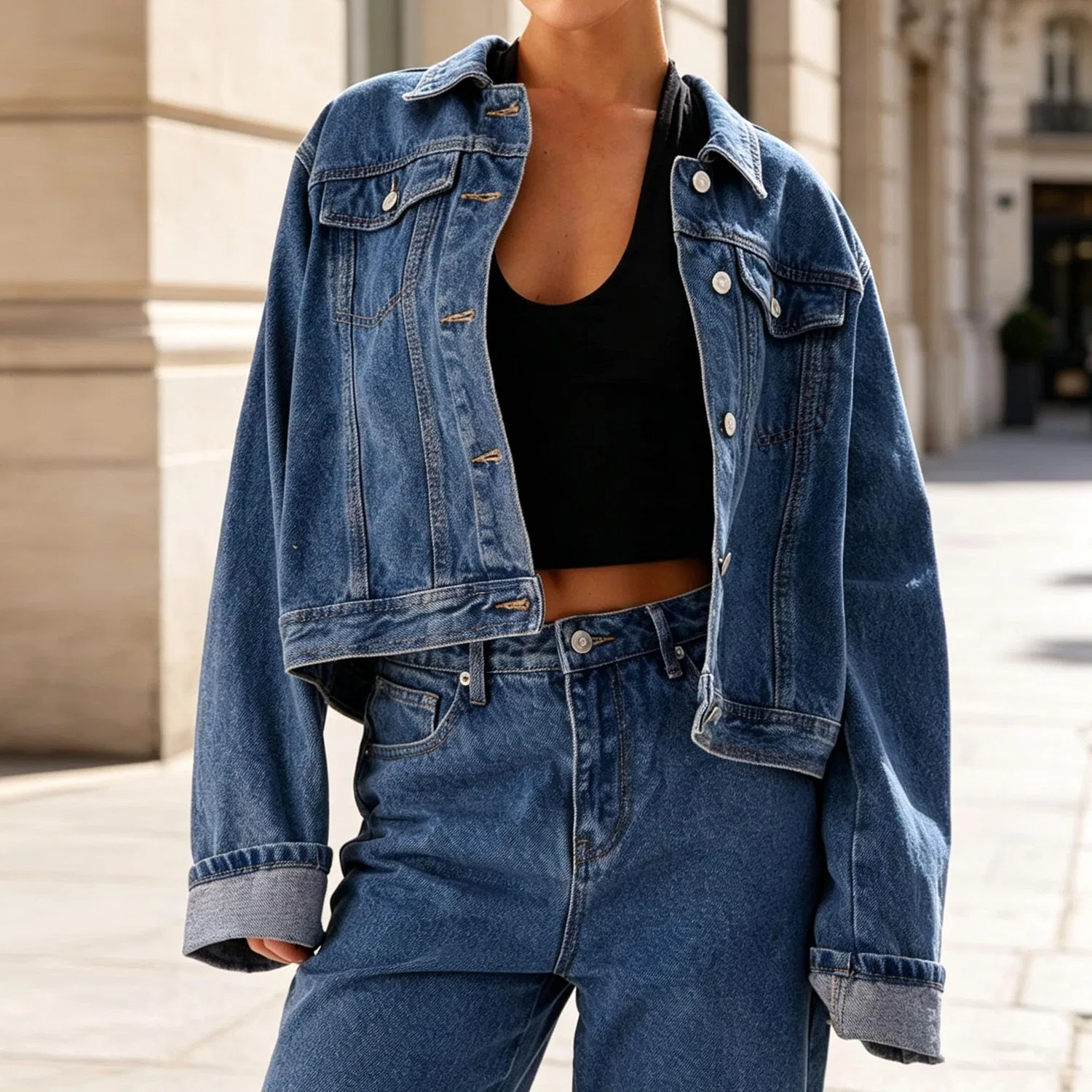 Женская джинсовая куртка oversize в стиле тракер, Blu — фото 2