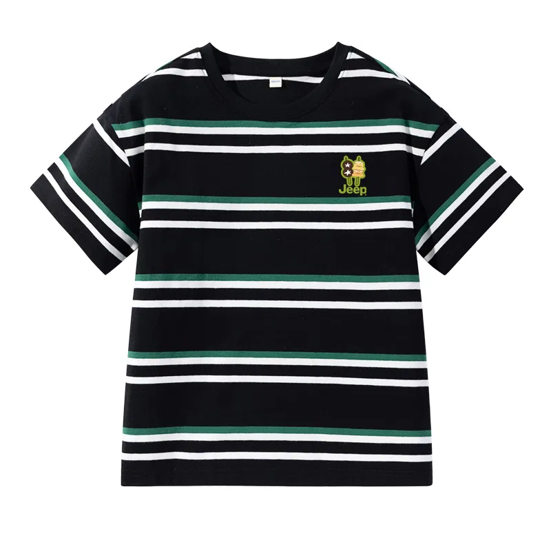 Детская футболка с принтом Cute String K Jeep, Black Green