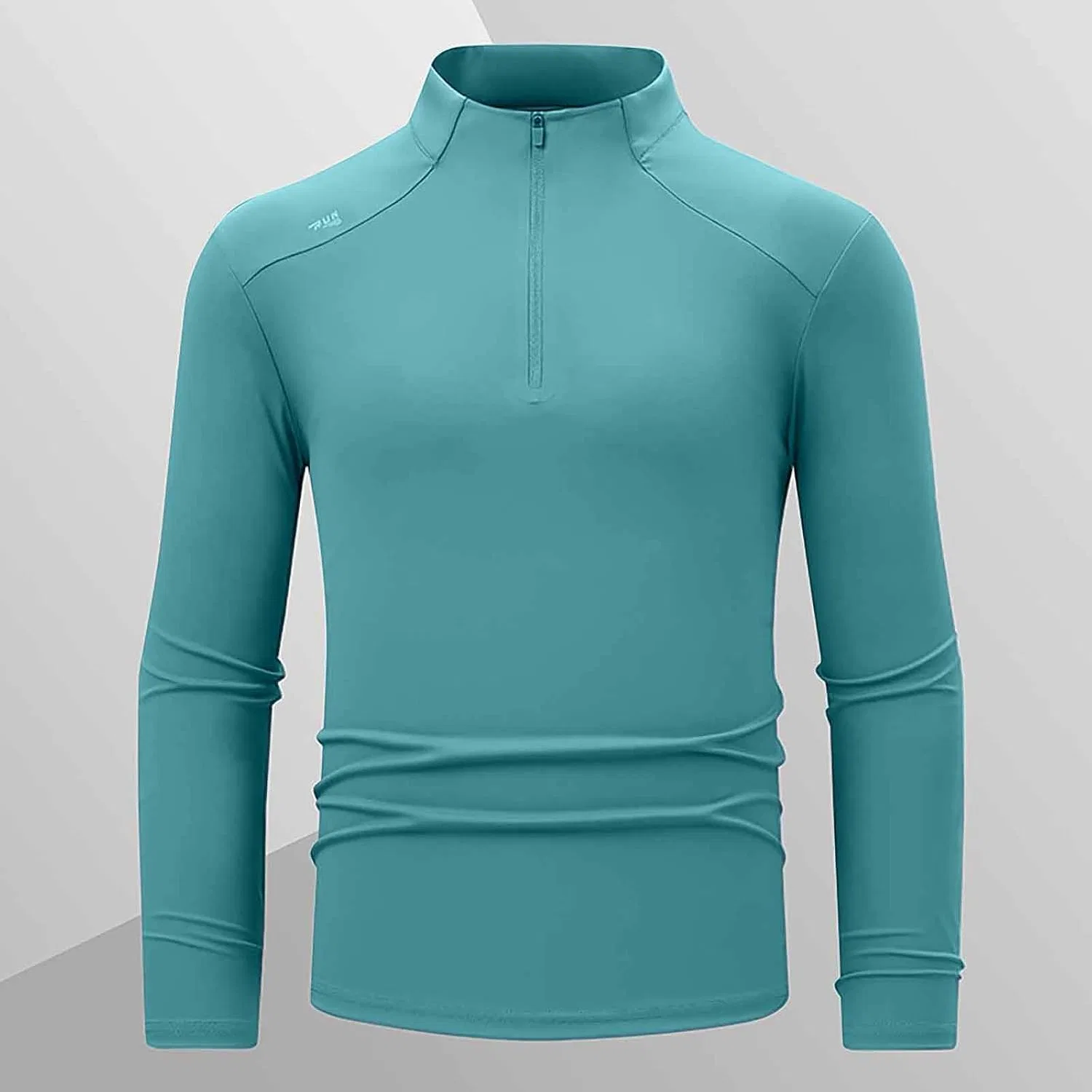 Мужская компрессионная футболка с четверть-застежкой Quick Dry Athletic, Blue — фото 2
