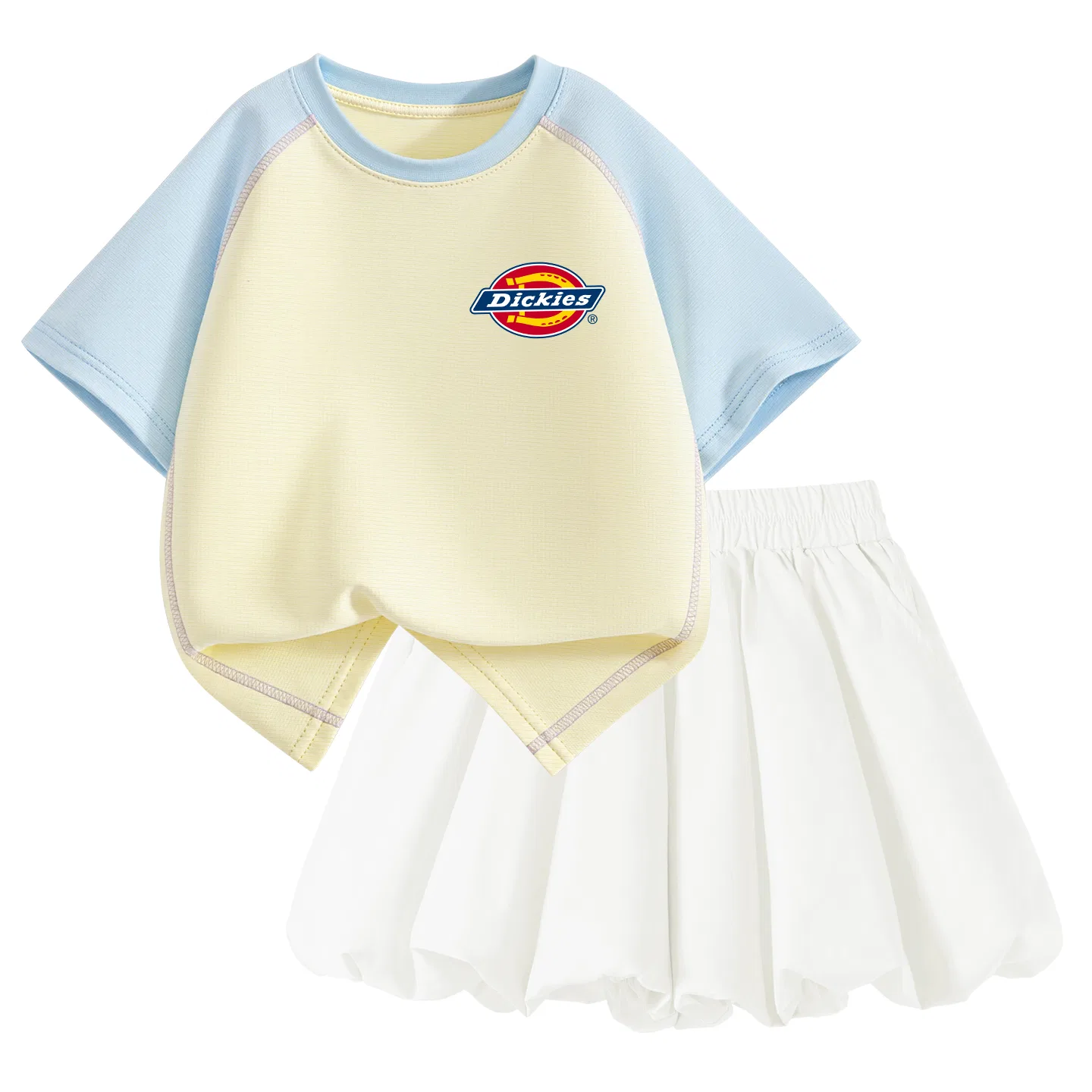 Детский спортивный комплект с круглым вырезом Standard K Blue Yellow+Solid Frost White Dickies