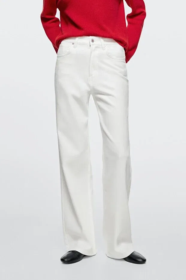 Женские джинсы с широкой штаниной Massimo Dutti, White — фото 2