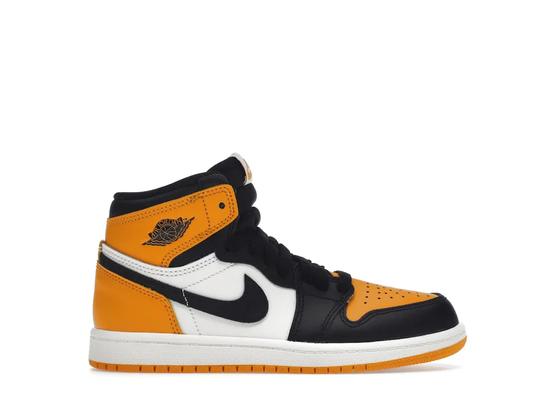 Детские кроссовки кожаные Jordan 1 Retro High OG Taxi, Taxi/Black-Sail