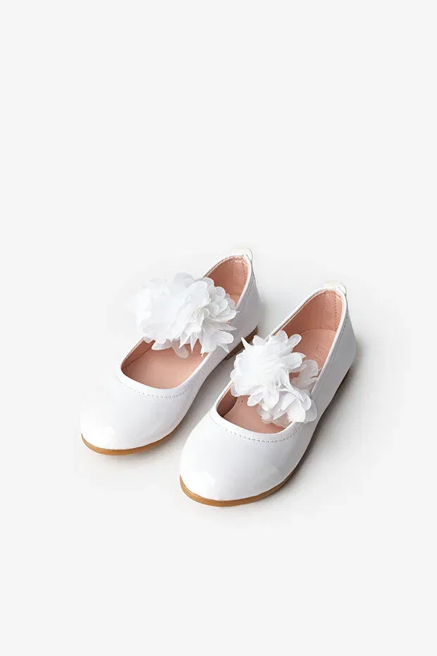 Детские туфли для девочек с розой из тюля Le Mabelle, White