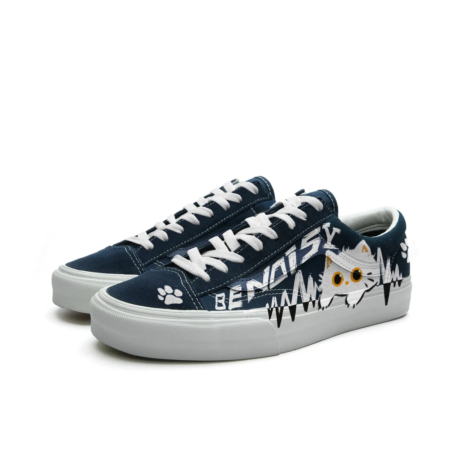Детские кеды Vans Style 36 с принтом, синие/белые — фото 4
