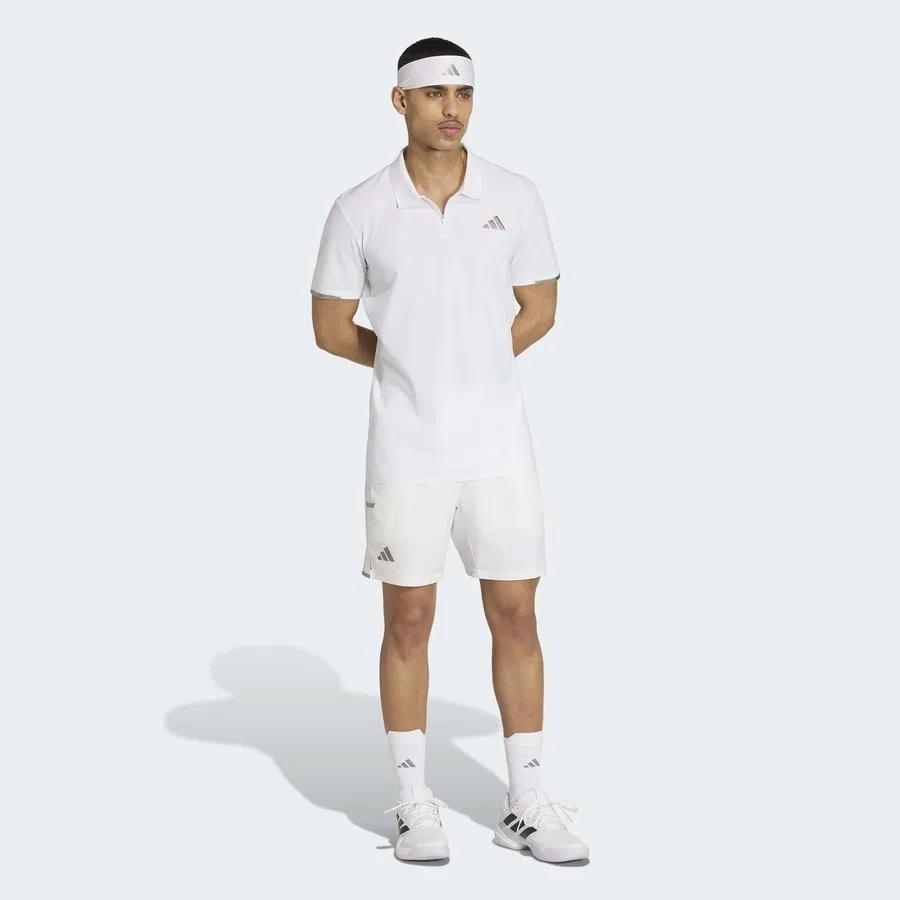 Мужское поло из футера с длинным рукавом Tennis Climacool adidas, Белый — фото 4