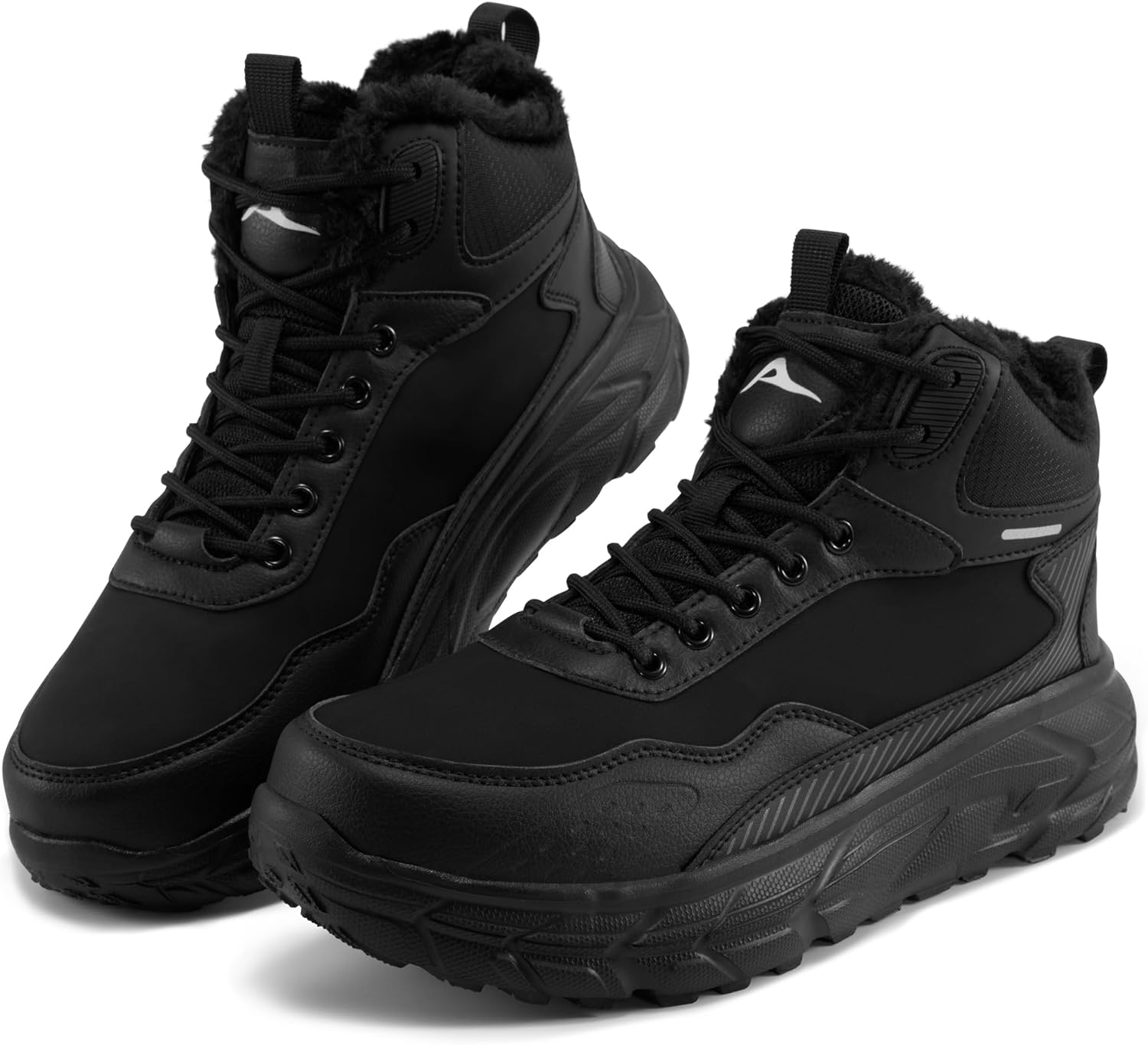 

Зимние ботинки Ecetana Mens Snow: теплые, с меховой подкладкой, водонепроницаемые ботинки, удобные, легкие, короткие ботильоны, черный