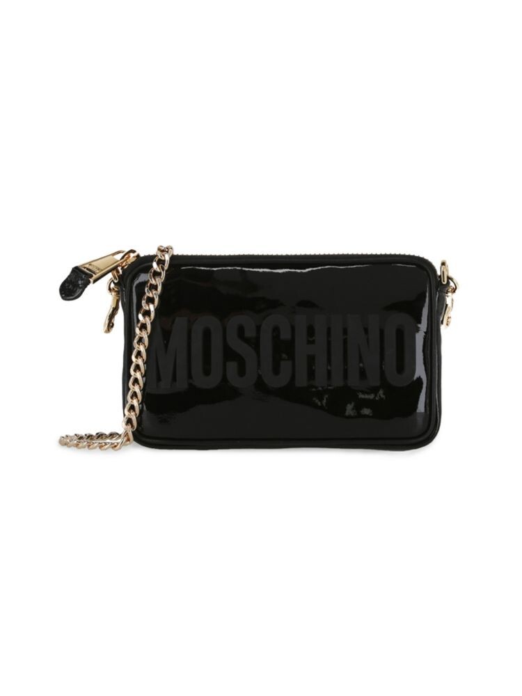 

Сумка на плечо из лакированной кожи с логотипом Moschino, черный
