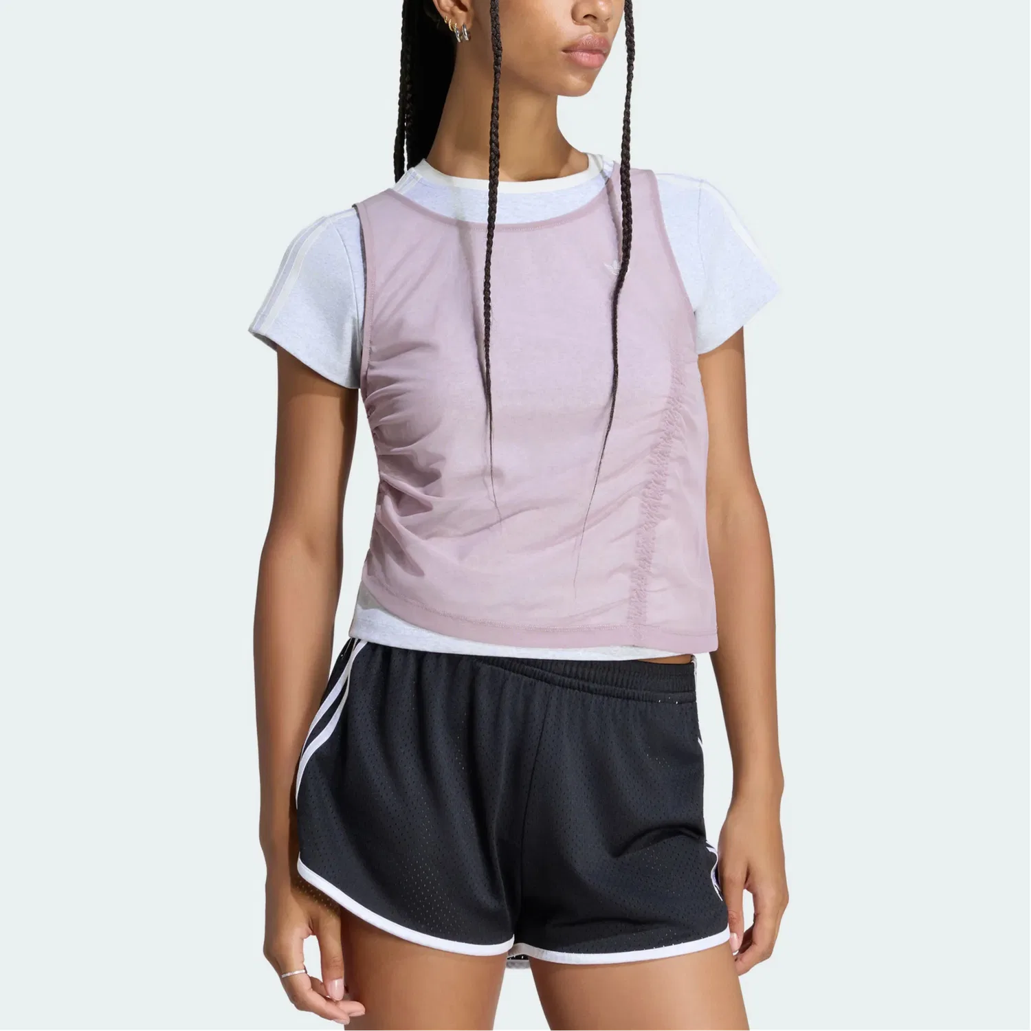 Женская футболка с круглым вырезом Light Heather Gray Adidas Originals, Light Heather Gray — фото 3