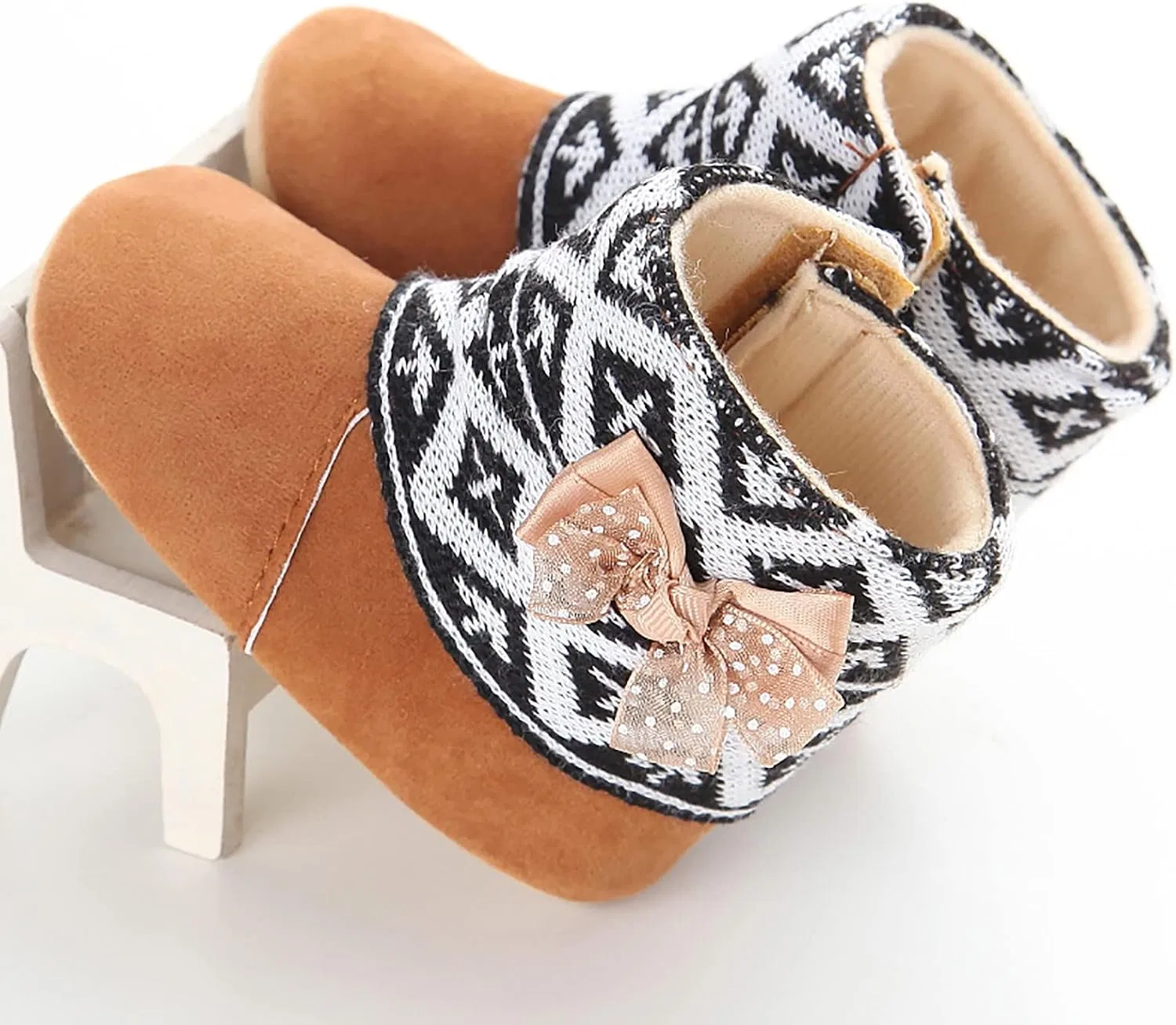 Детские кроссовки для мальчиков с принтом Christmas Snowflake, Brown — фото 3
