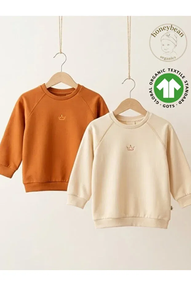 Детские свитшот для девочек хлопковый Honeybean Organic Cotton Baby Sweatshirt Gots Certified Eslenza, Beige