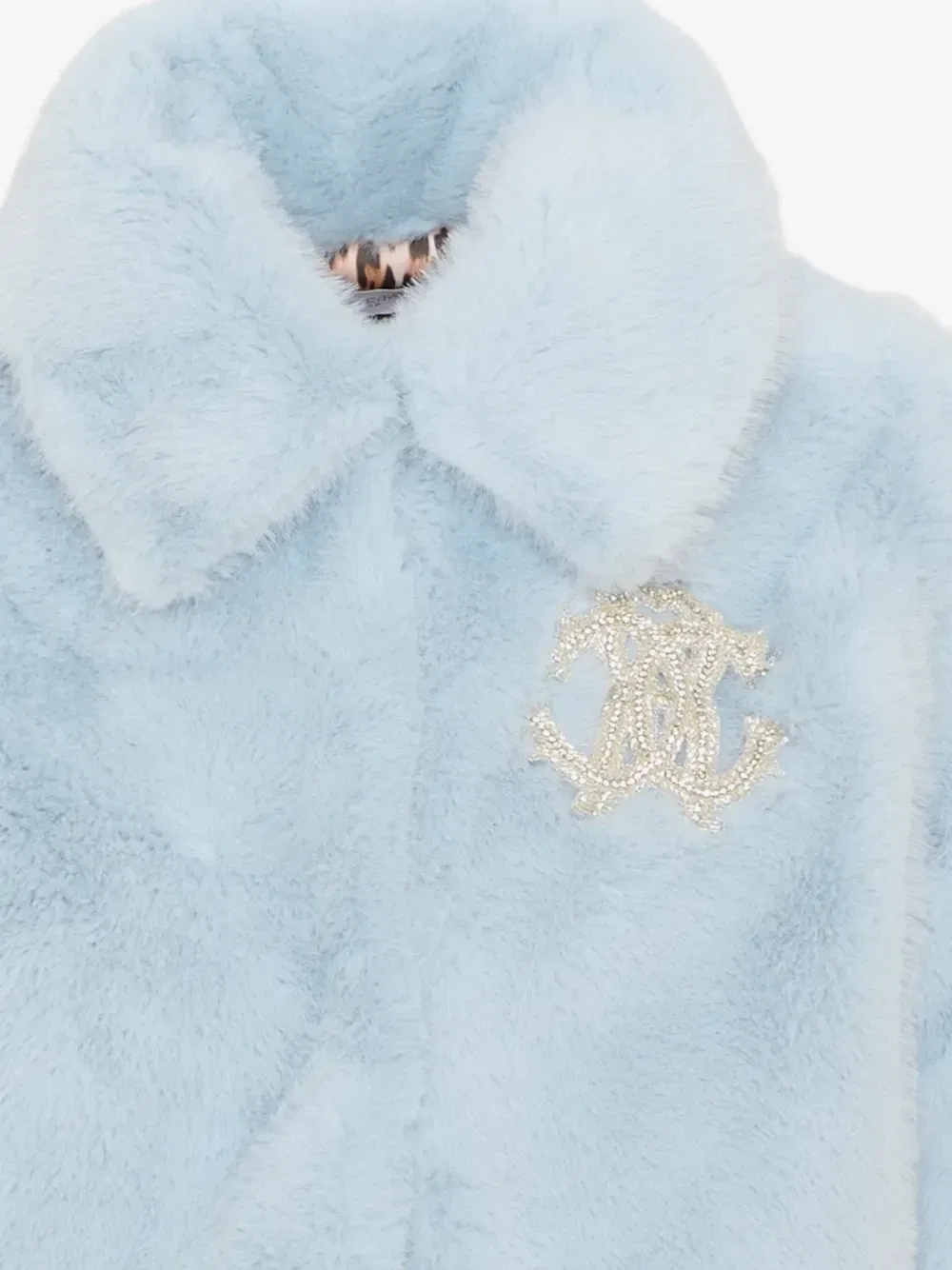 Искусственная шуба, украшенная стразами Roberto Cavalli Junior, синий — фото 3