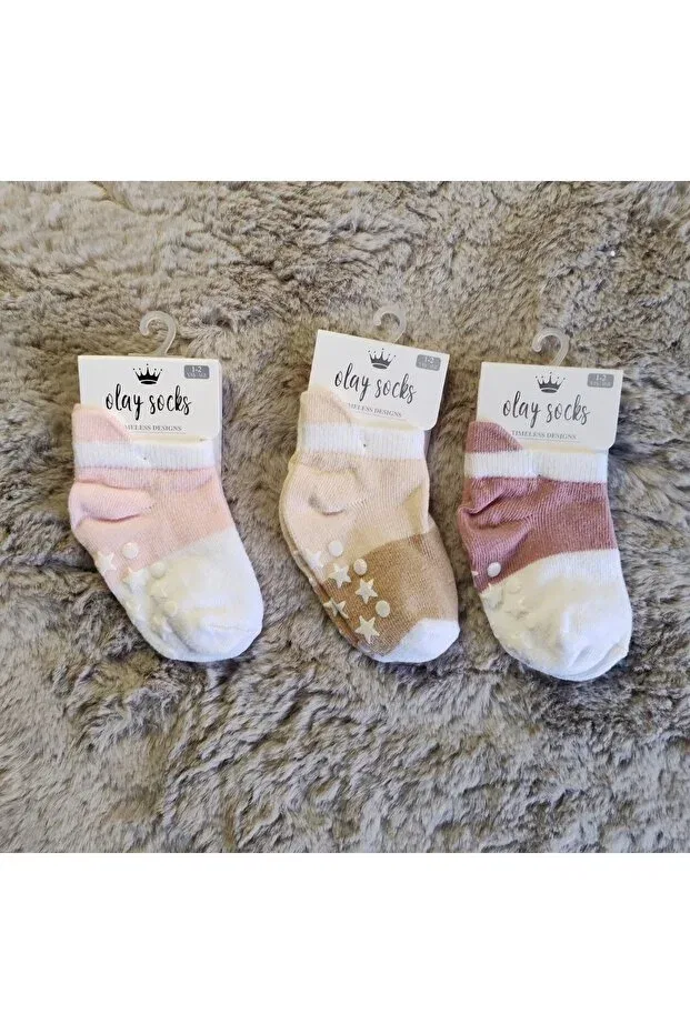 Детский комплект носков хлопковый Basics Olay Socks, Beige-Damson-Pink — фото 4