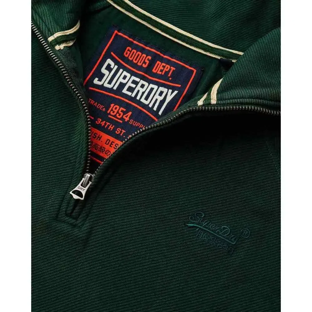 Свитшот полушерстяной Superdry Essential Logo half zip, зеленый — фото 2