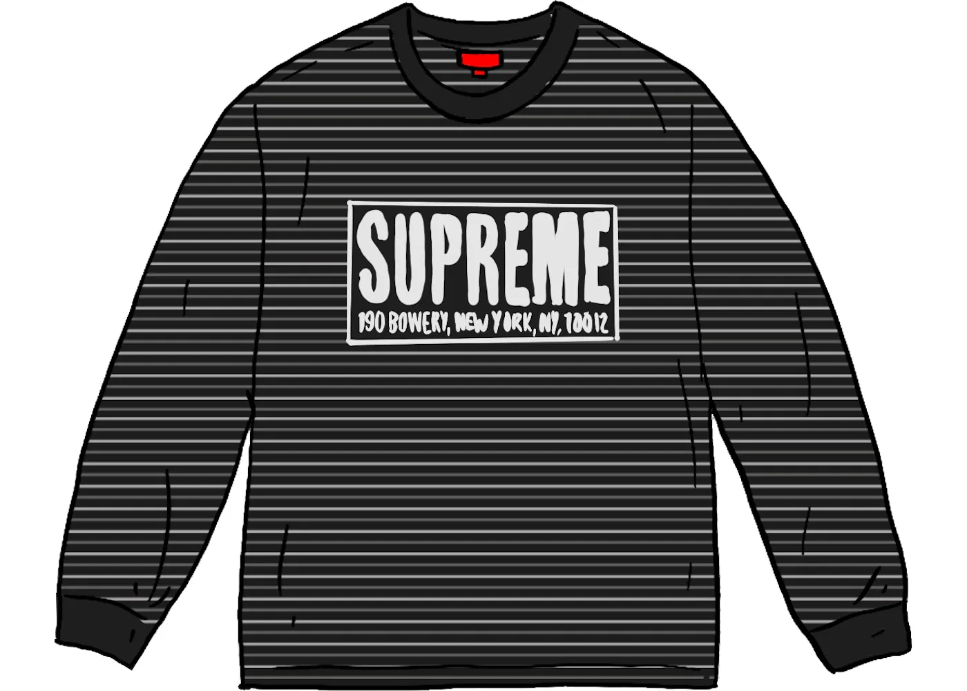 Мужская футболка с длинным рукавом Supreme Thin Stripe L/S Top, Black