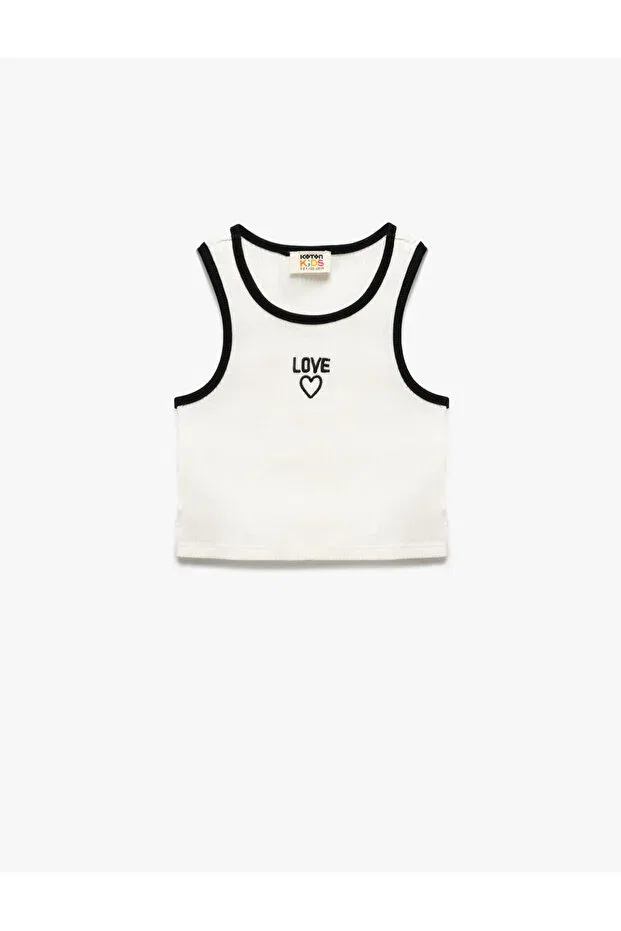 Детское для девочек майка-борцовка хлопковая Heart Printed Crew Neck Cotton Camisole Crop Undershirt Koton, White