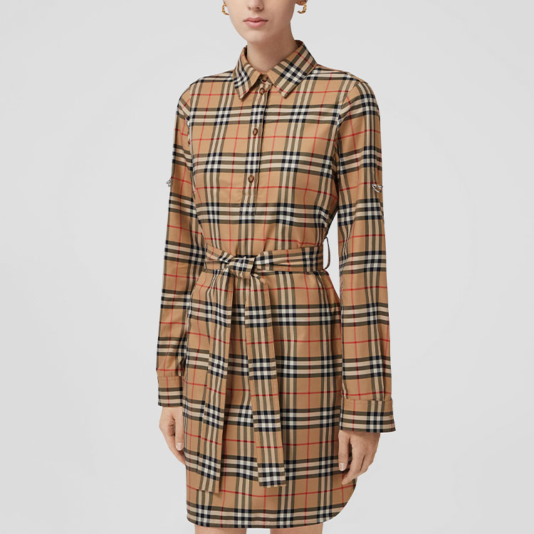 Платье Burberry, женское, длинные рукава, бежевый