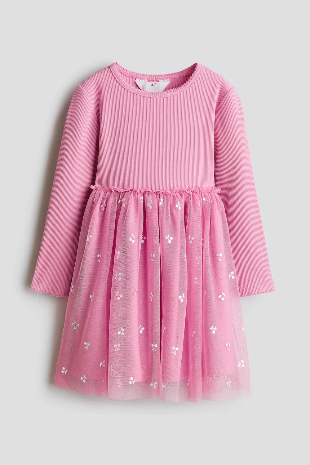 Платье с длинными рукавами и юбкой из тюля H&M, Rosa/Kirschen
