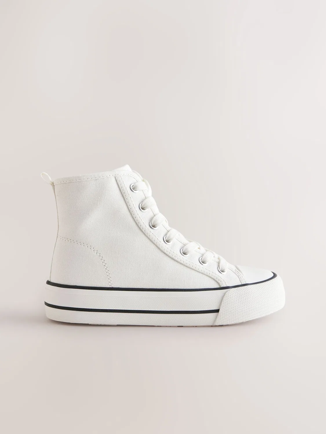Кроссовки высокие шнуровка, модель White Lace-Up High Top Trainers Next, белый — фото 2