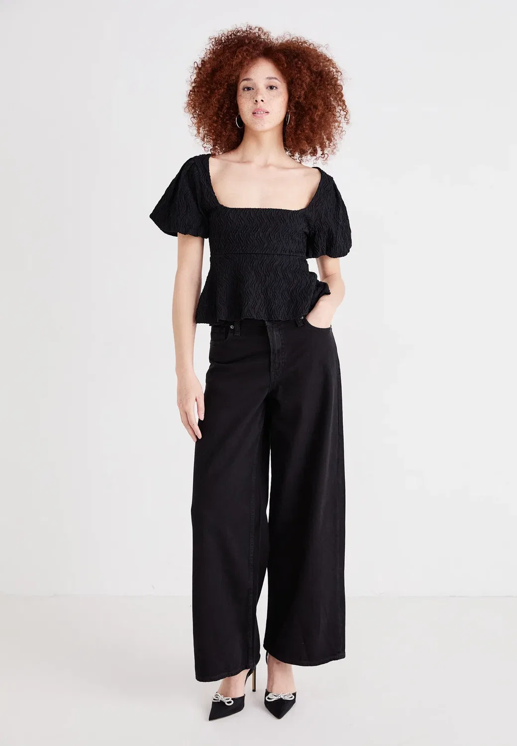 Свободный беккер - широкие штанины Gap, Black Wash — фото 2