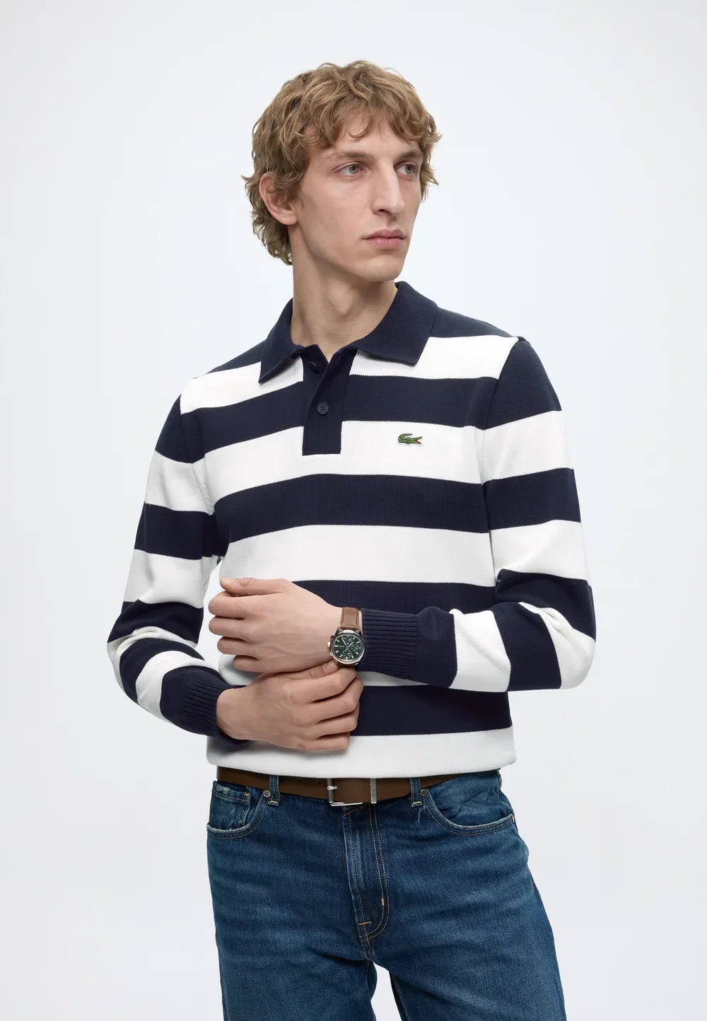 Вязаная рубашка поло - поло-рубашка Lacoste, Navy Blue/Flour — фото 4
