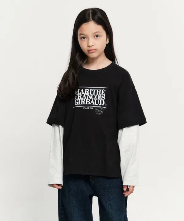 Футболка с длинным рукавом оверсайз слоистая, Marithé Kids, черный