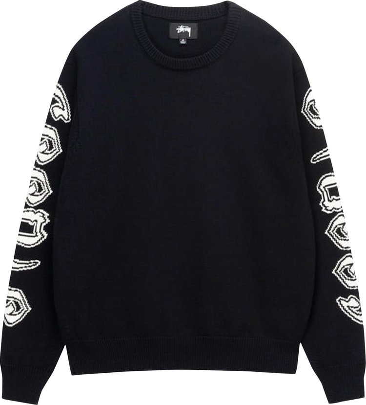 Свитер Stussy Sleeve Logo Sweater 'Black', черный - фото