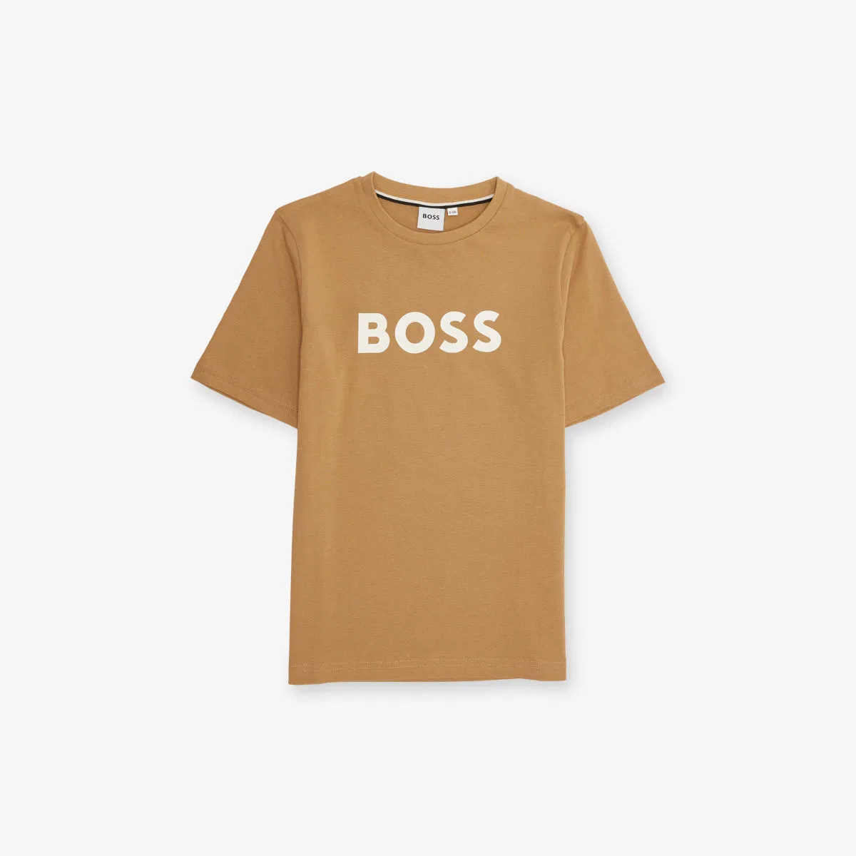 Хлопковая футболка с коротким рукавом и логотипом, размер 4-16 лет Boss, цвет cookie