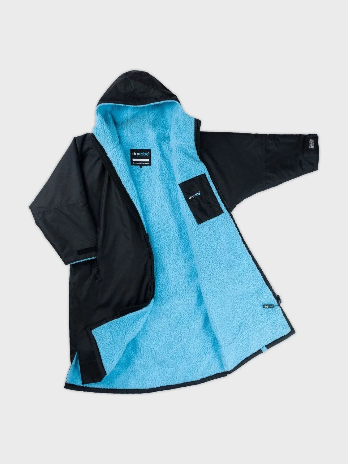 Халат для переодевания длинный, детский dryrobe Advance, черный — фото 2
