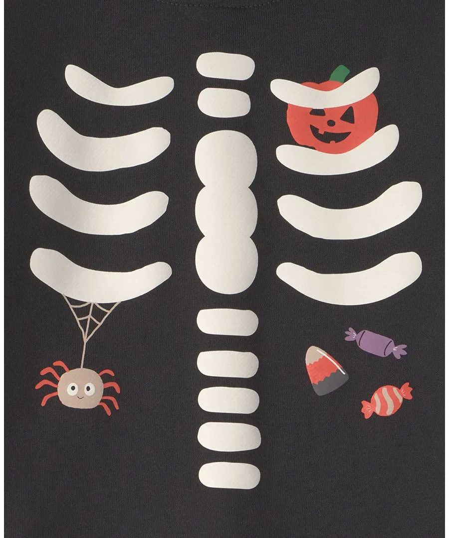 Детский худи с принтом скелета Skeleton Halloween Hoodie Carter's, Black/White — фото 3