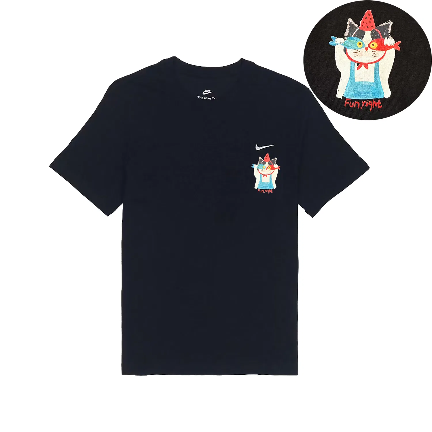 Футболка с принтом, Crew Neck, Sportswear T Shirts, Nike, Black — фото 3