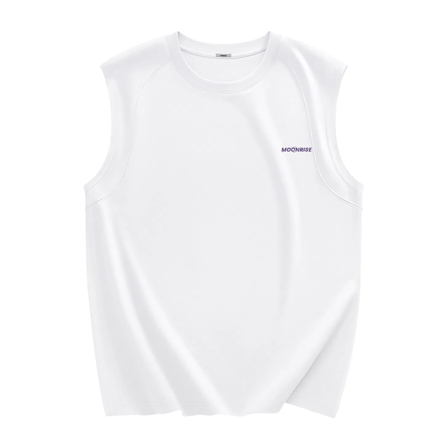 Детская майка-борцовка 100% хлопок MINISO, White (Mb Purple Rhythm Chest Logo)