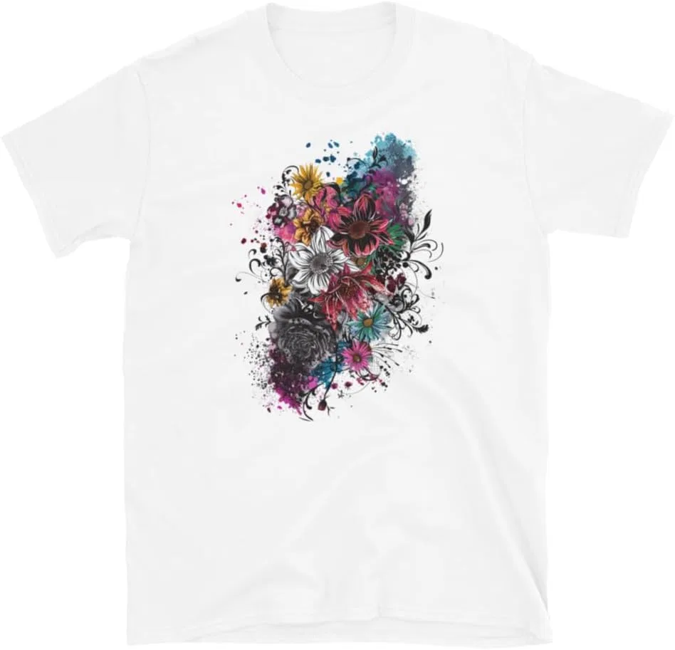 Мужская футболка с цветочным принтом 64000 Unisex Softstyle, White