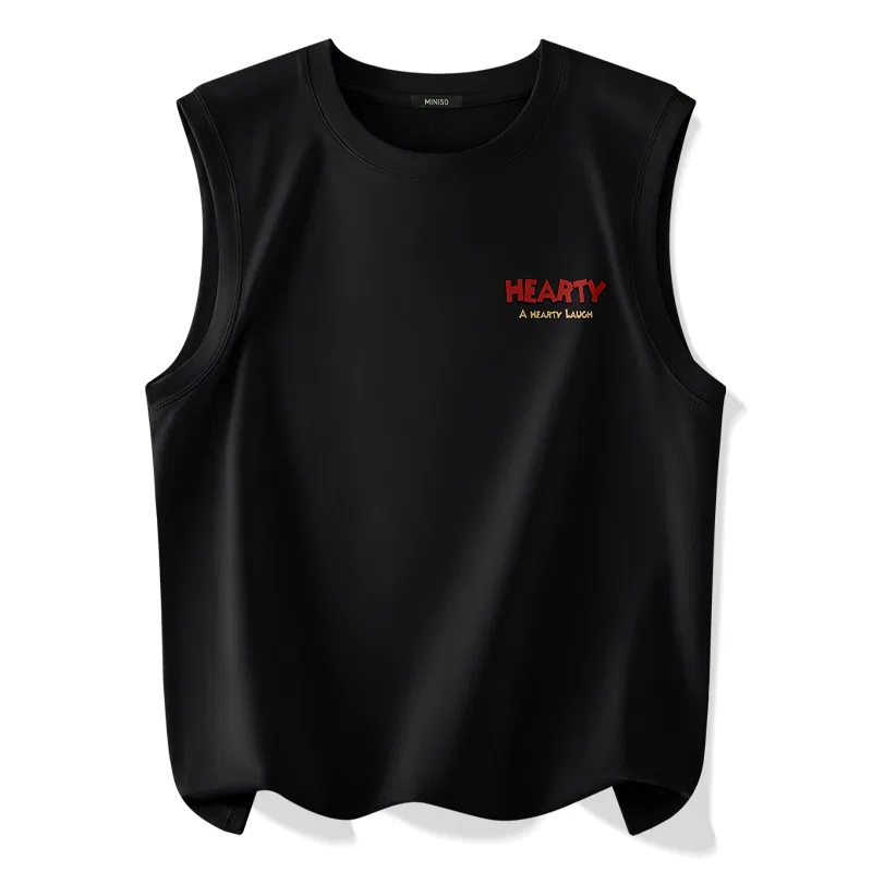 Детский топ-майка без рукавов MINISO, Black (With Hearty Chest Logo)