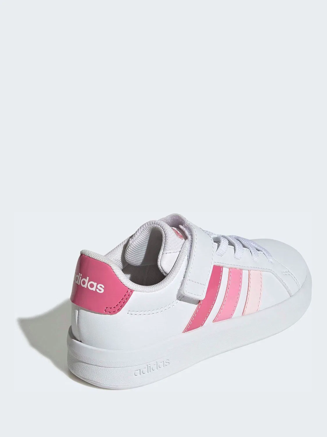 Кроссовки детские adidas Grand Court 3.0 Elastic Lace, бело-розовые — фото 4