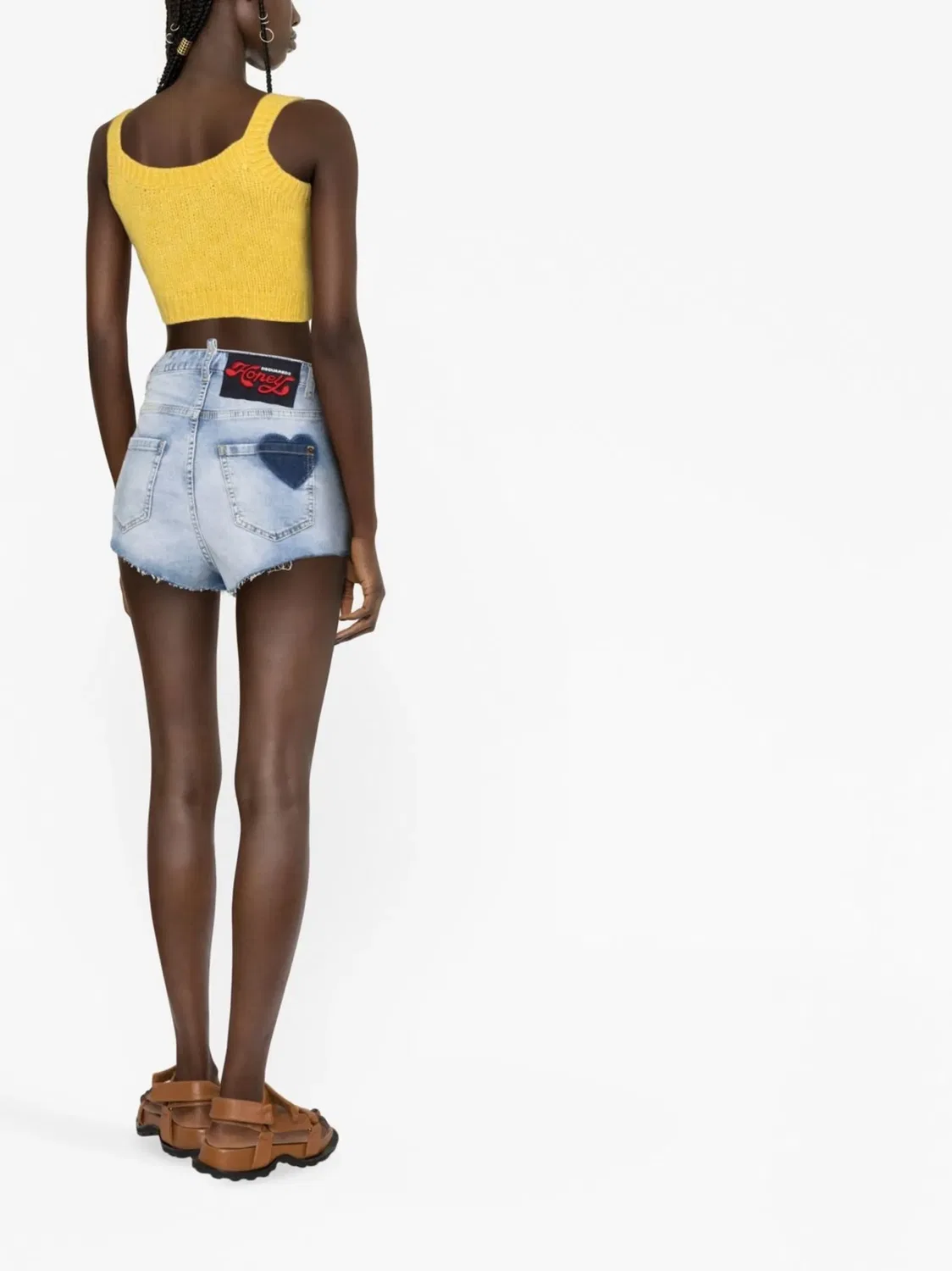 Шорты из денима с завышенной талией DSQUARED2, синий — фото 2