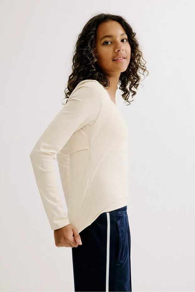 Детская футболка с длинным рукавом H&M, Light Beige
